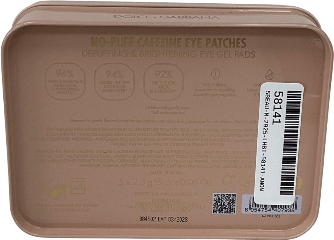 Dolce & Gabbana No - puff Caffeine Eye Patches 2.3gx5 - Reliked
