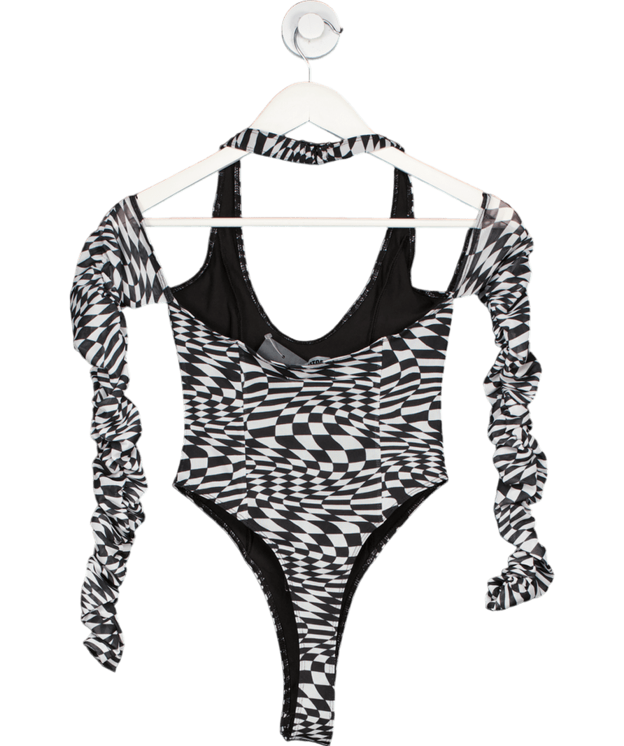 Dolls Kill Black Poster Grl Warped Realm Checkered Bodysuit UK XS - Reliked