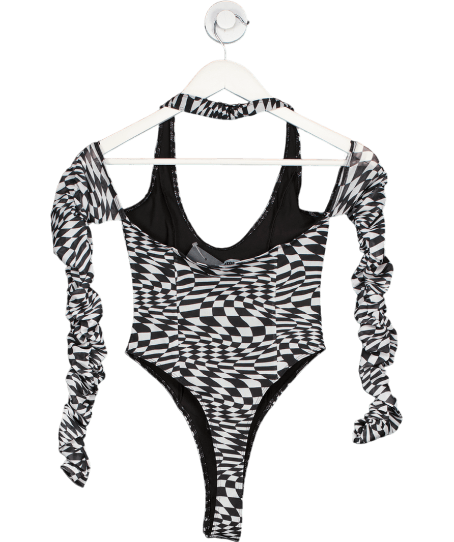 Dolls Kill Black Poster Grl Warped Realm Checkered Bodysuit UK XS - Reliked