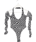Dolls Kill Black Poster Grl Warped Realm Checkered Bodysuit UK XS - Reliked