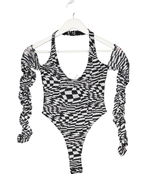 Dolls Kill Black Poster Grl Warped Realm Checkered Bodysuit UK XS