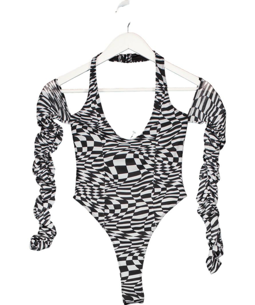 Dolls Kill Black Poster Grl Warped Realm Checkered Bodysuit UK XS - Reliked