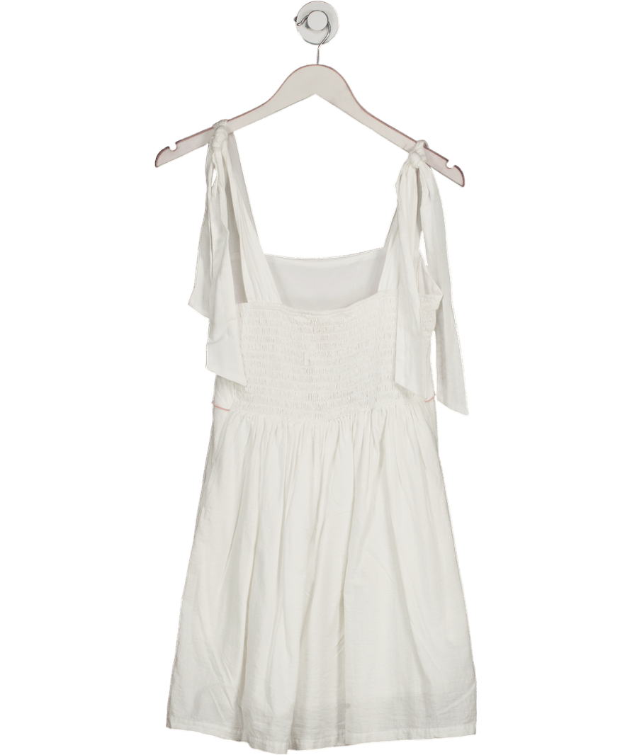 Dondolo White Pink Shirred Back Lined Cotton Mini Dress UK M - Reliked