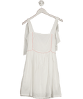 Dondolo White Pink Shirred Back Lined Cotton Mini Dress UK M - Reliked