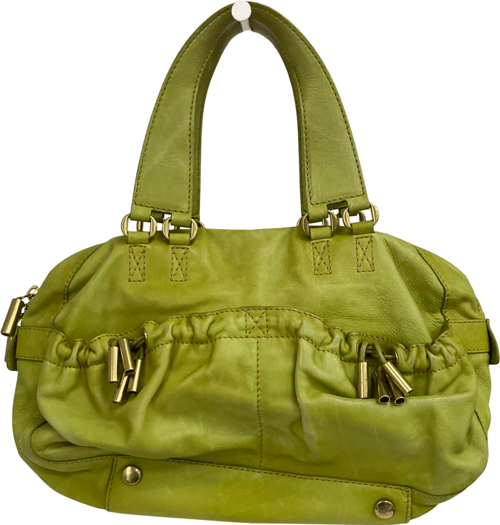 Donna Karan Green Vintage Leather Bowling Bag - Reliked