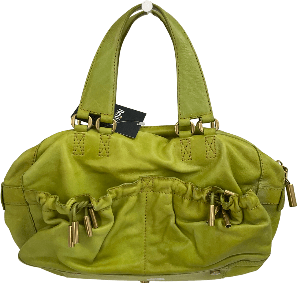 Donna Karan Green Vintage Leather Bowling Bag - Reliked