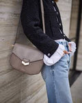 DEMELLIER LONDON X Hannah Strafford-Taylor LTD.EDITION Taupe Suede & Smooth Leather London Shoulder Bag