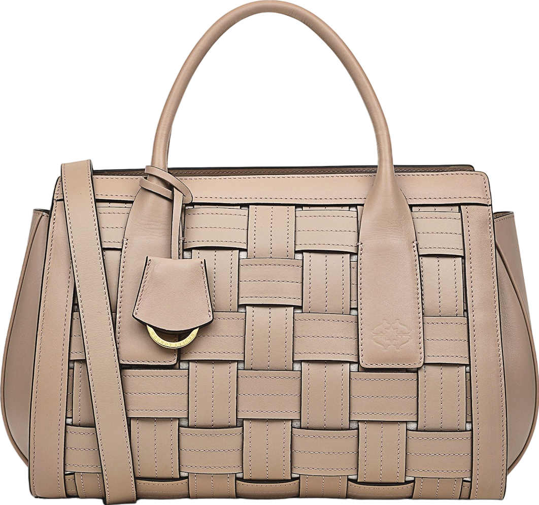 Radley London Nude Leather Woven Medium Flapover Top Handle Bag With Shoulder Strap