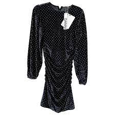 Ganni Black Polka Dot Velvet Dress UK M/L