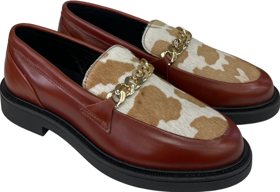 Shoe the Bear Brown Thyra Chain Leather Loafer - Tan UK 5 EU 38 👠