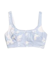 FRAME Blue Seamed Denim Bustier Top - Tropical Chambray UK S