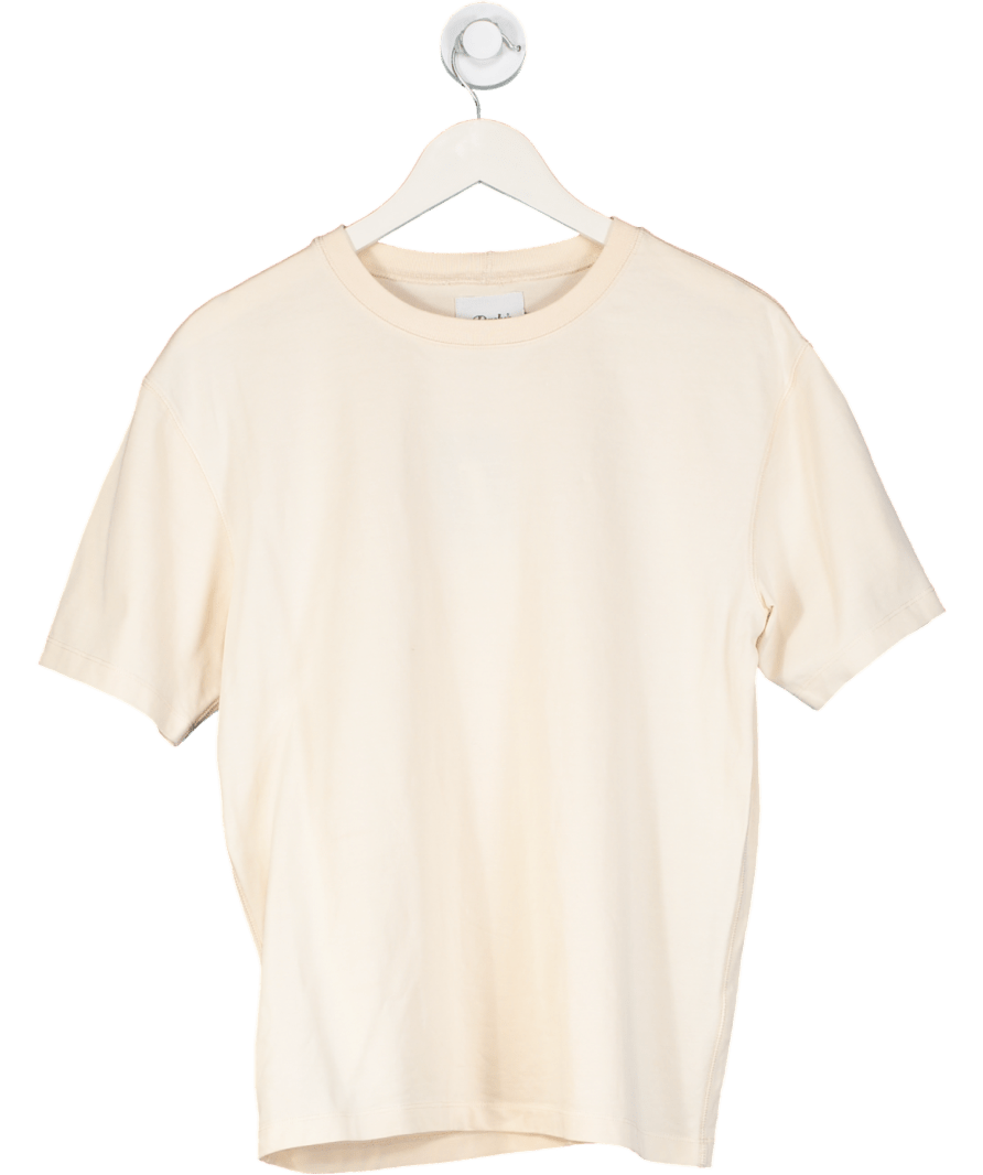 Drakes Antique White Cotton Crew Neck T-shirt UK M - Reliked