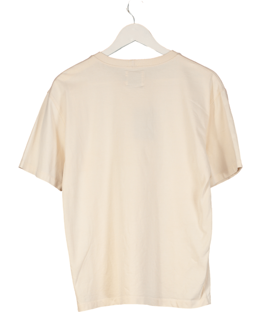 Drakes Antique White Cotton Crew Neck T-shirt UK M - Reliked