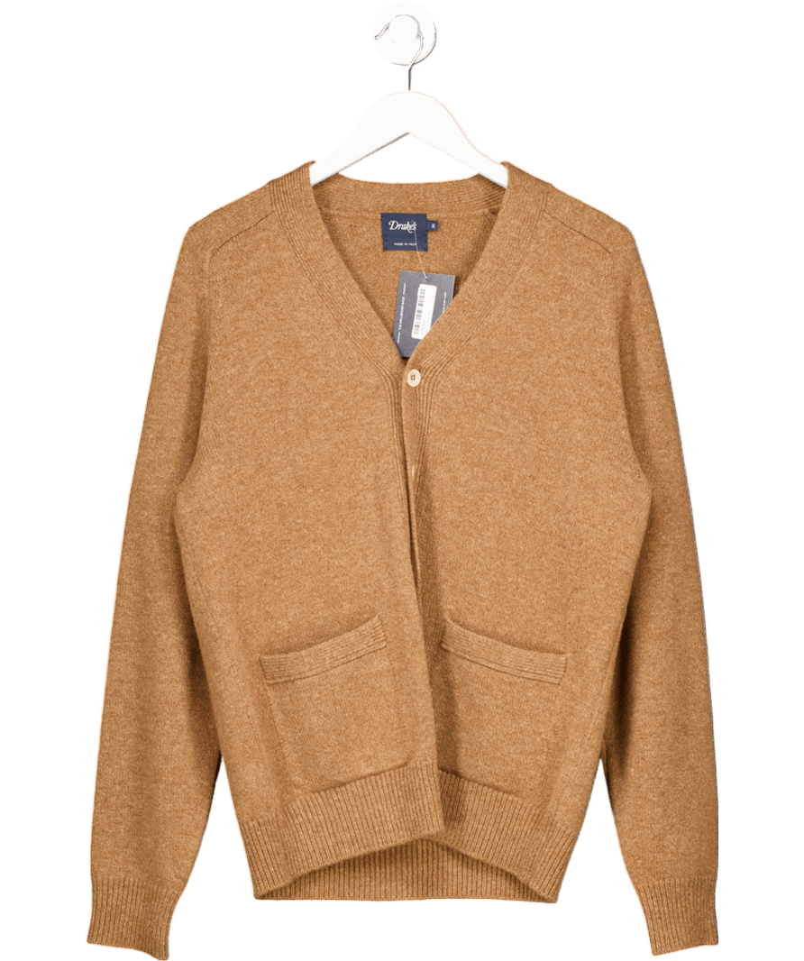 Drake's Brown Lambswool 6 Button Cardigan UK M - Reliked