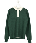 Drake's Green Merino Wool Knitted Rugby Shirt UK M - Reliked