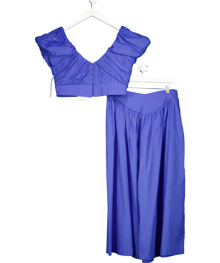 Dream Sister Jane 2 - piece Blue Diary Midi Skirt And Top Set Sz M+ UK 12 - Reliked