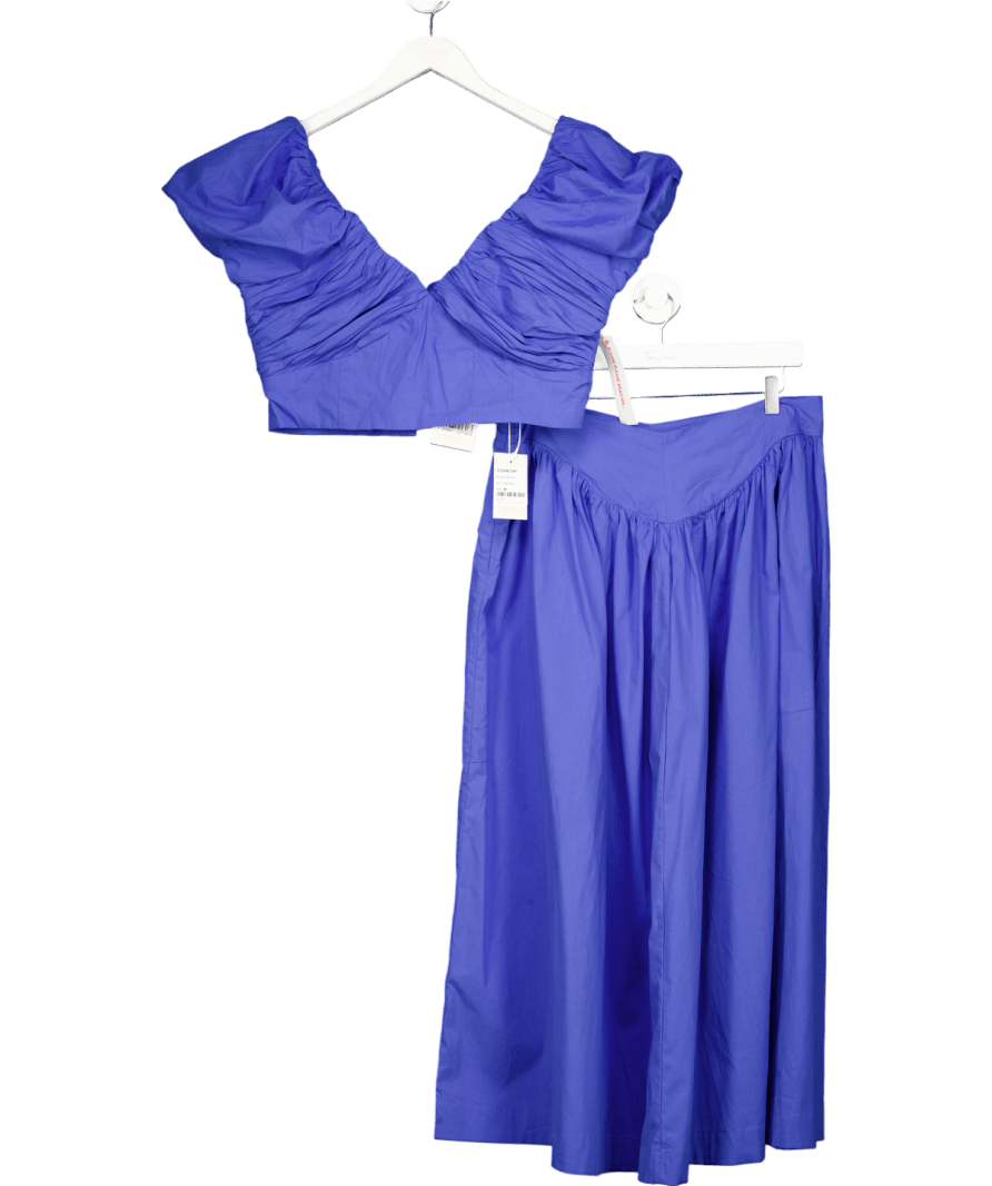 Dream Sister Jane 2 - piece Blue Diary Midi Skirt And Top Set Sz M+ UK 12 - Reliked