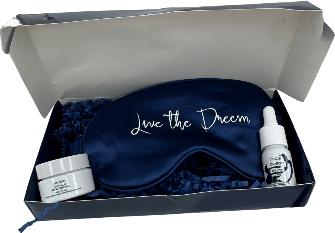 Dreem Distillery Silk Eye Mask, Night Drops 800mg, Body Balm 15ml Gift Set one - Reliked