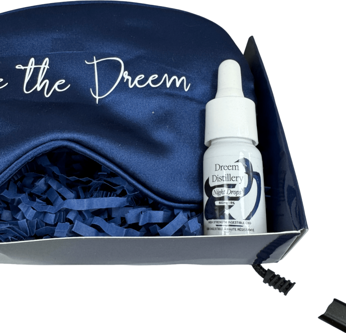 Dreem Distillery Silk Eye Mask, Night Drops 800mg, Body Balm 15ml Gift Set one - Reliked