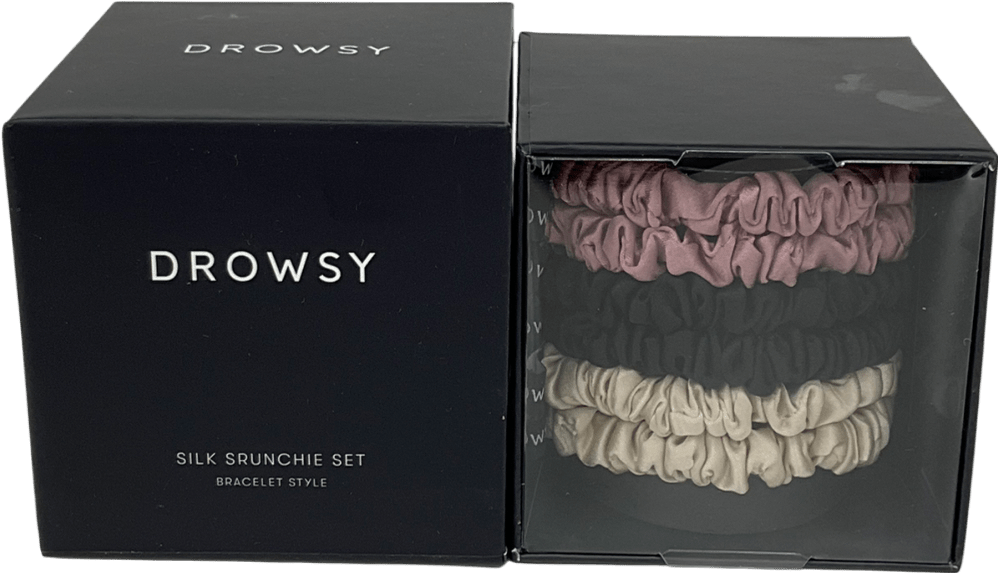 Drowsy Sleep Co Rose, Dusty, Black Skinny Scrunchie Set 6pack - Reliked