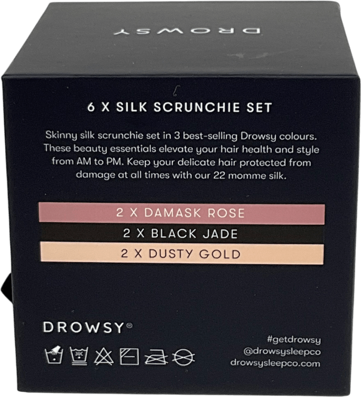 Drowsy Sleep Co Rose, Dusty, Black Skinny Scrunchie Set 6pack - Reliked