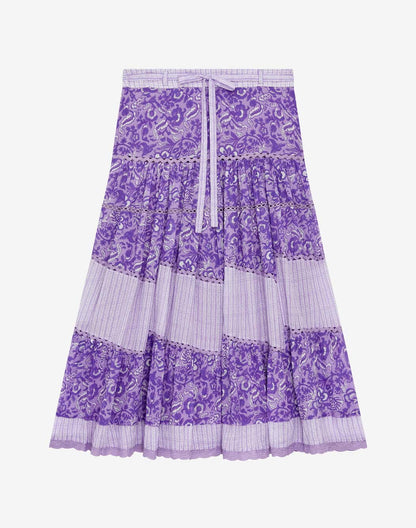 Brora Purple Patchwork Maxi Skirt UK 12