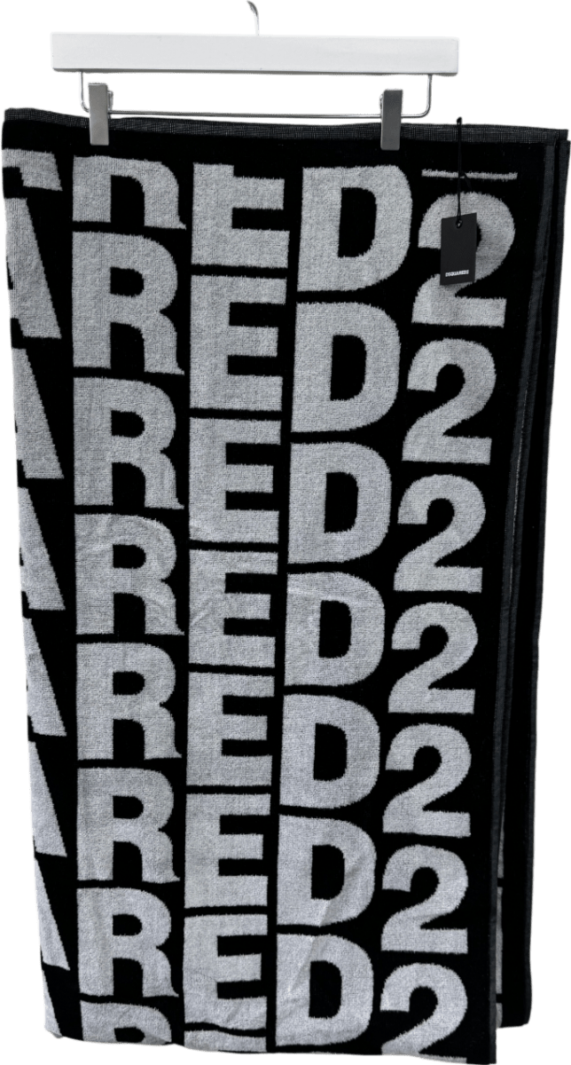 DSQUARED2 Black & White Logo Beach Towel One Size - Reliked