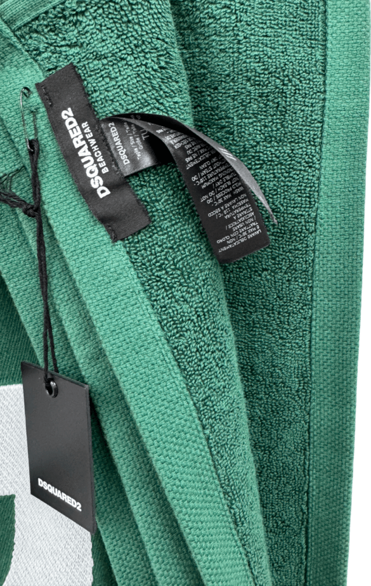 DSQUARED2 Green & White Logo Beach Towel One Size - Reliked