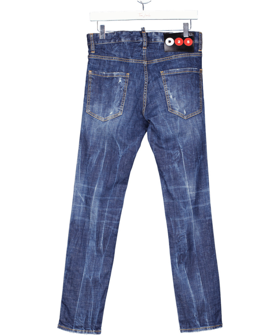 DSQUARED2 Mid Blue Distressed Skinny - cut Jeans Sz44 UK W28 - Reliked