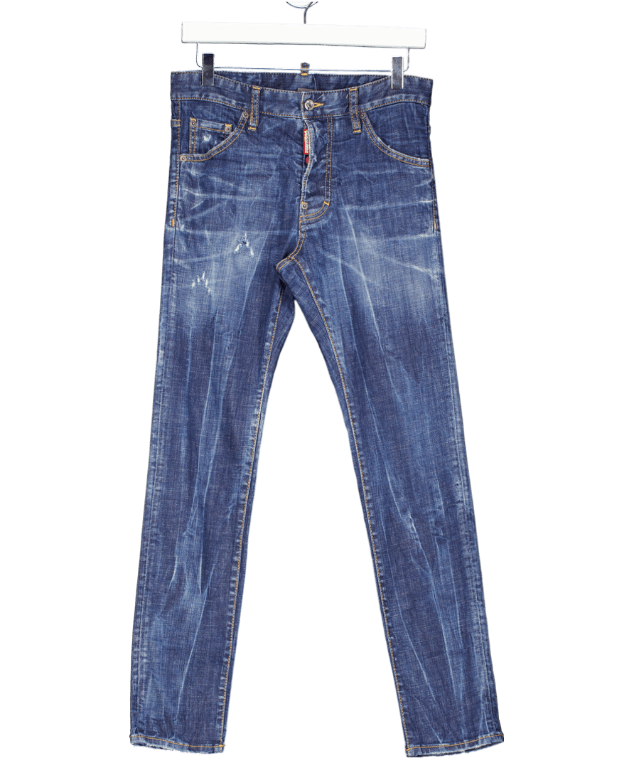 DSQUARED2 Mid Blue Distressed Skinny - cut Jeans Sz44 UK W28 - Reliked