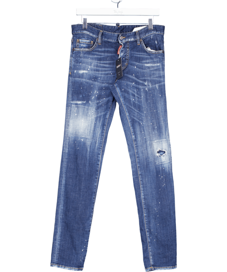DSQUARED2 Mid Blue Distressed Skinny - cut Jeans Sz46 W30 - Reliked