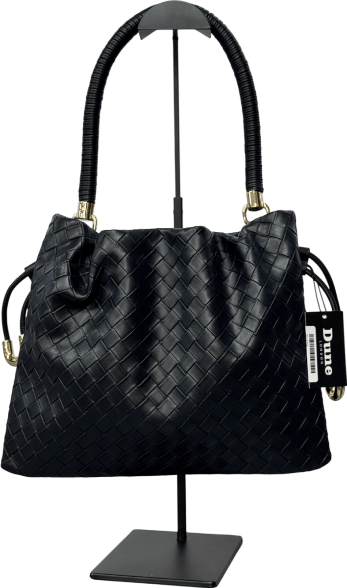 Dune Black Primrose L Woven Leather Drawstring Bag - Reliked