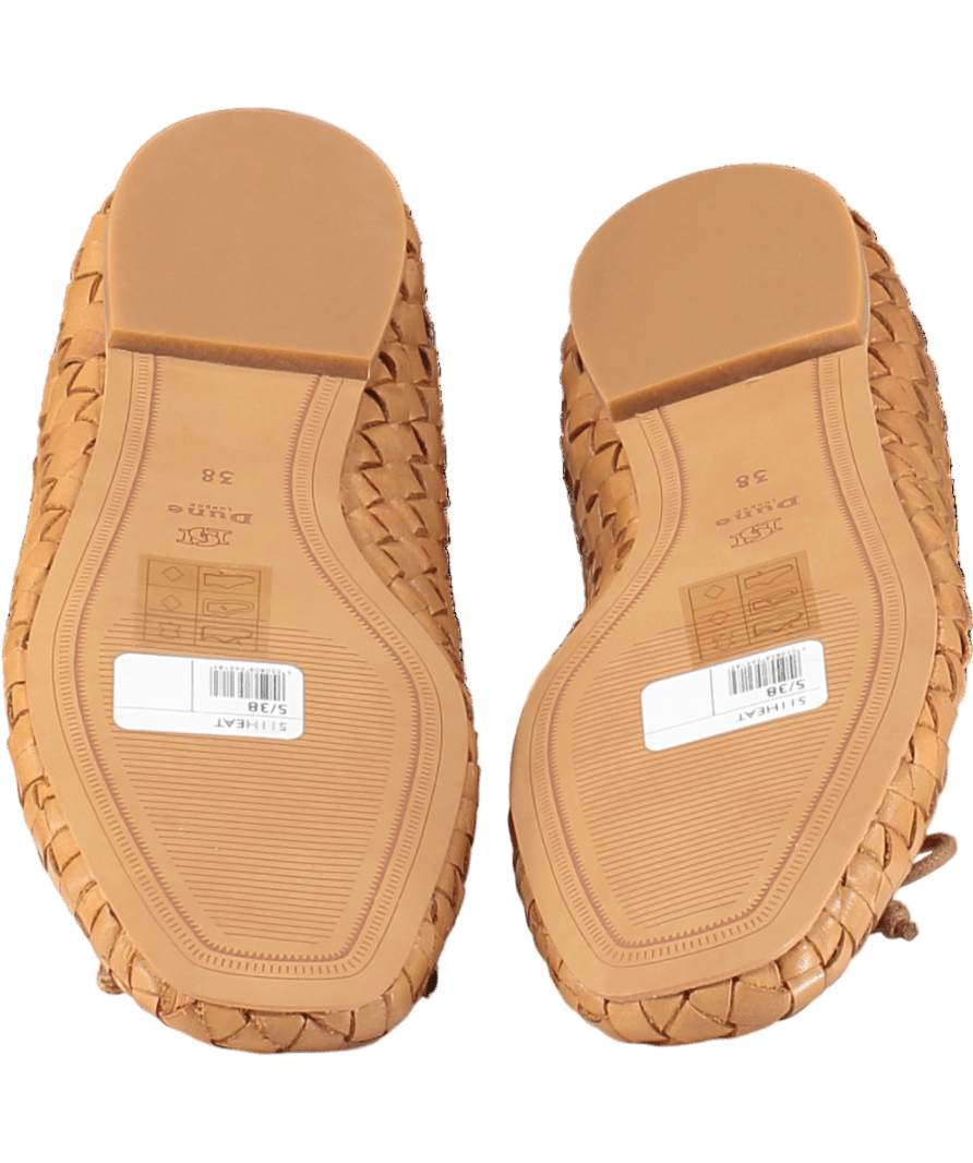 Dune Brown Heat - Tan Woven Leather Bow Detail Ballet Pumps UK 5 EU 38 👠 - Reliked