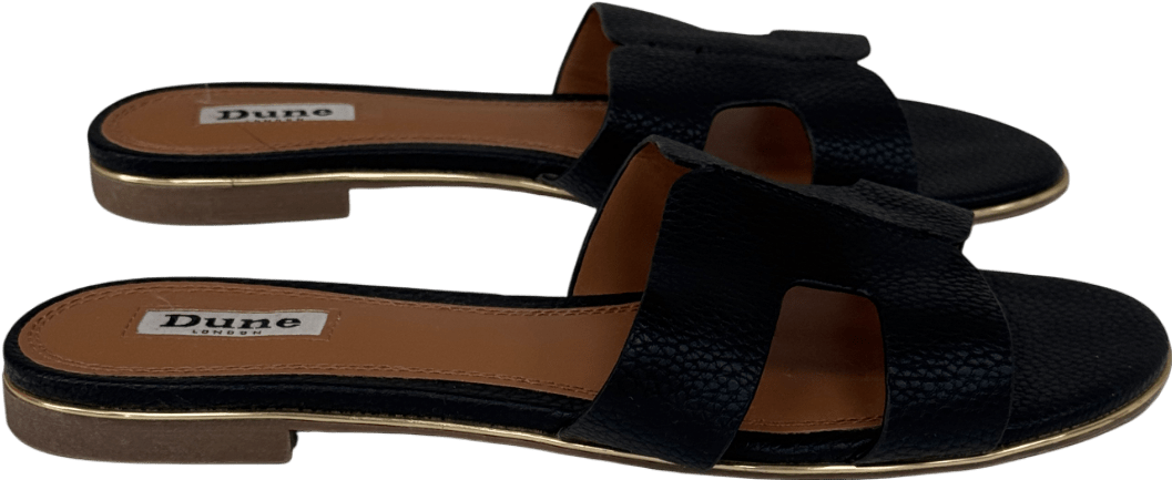 Dune Loopy Slip On Flat "h" Sandals In Black UK 5 EU 38 👠 - Reliked