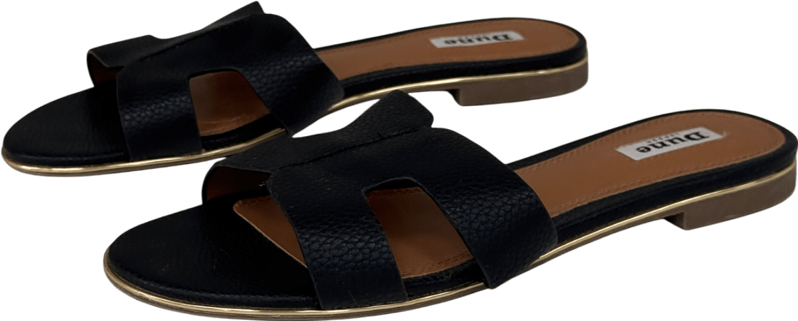 Dune Loopy Slip On Flat "h" Sandals In Black UK 5 EU 38 👠 - Reliked