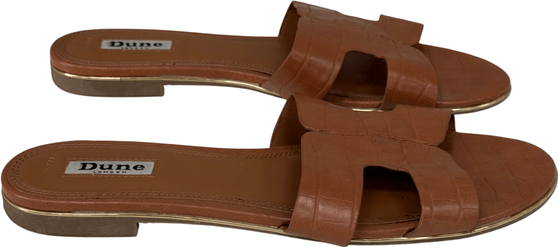 Dune Loopy Slip On Flat "h" Sandals In Brown UK 5 EU 38 👠 - Reliked