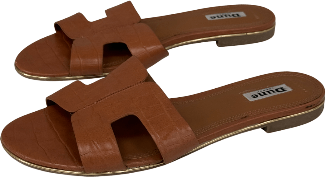 Dune Loopy Slip On Flat "h" Sandals In Brown UK 5 EU 38 👠 - Reliked