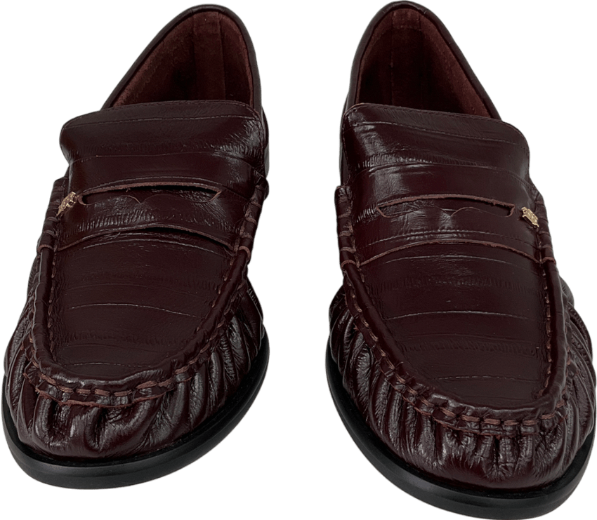Dune Red Grisella Leather Loafers, Burgundy UK 8 EU 41 👠 - Reliked