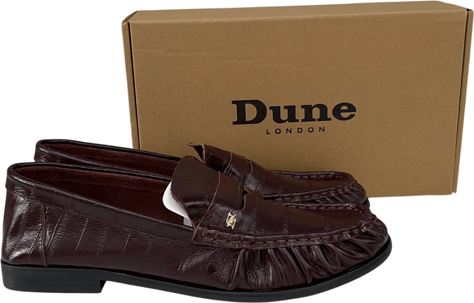 Dune Red Grisella Leather Loafers, Burgundy UK 8 EU 41 👠 - Reliked