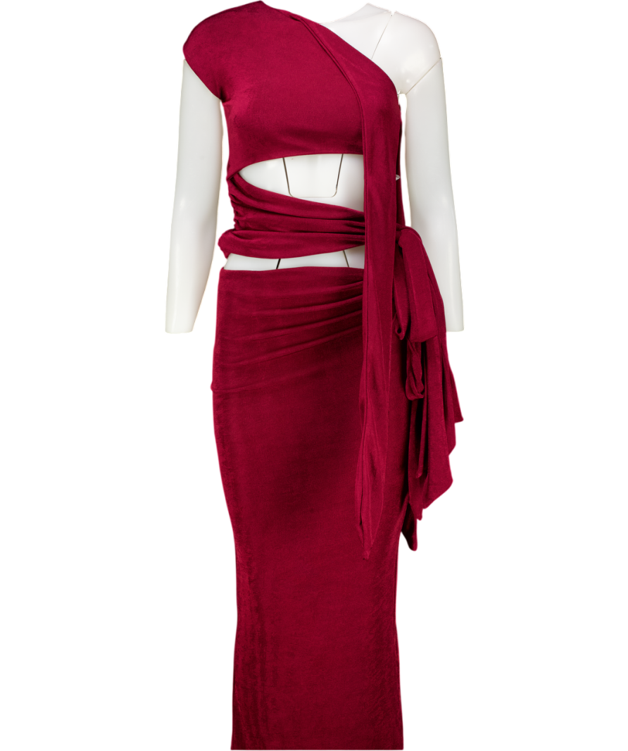 WANDERDOLL Red Noa Cut Out Top And Maxi Skirt Set UK XS