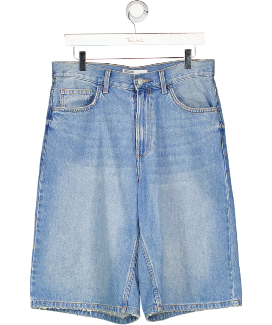 Bershka Blue Baggy Denim Bermuda Jorts UK M
