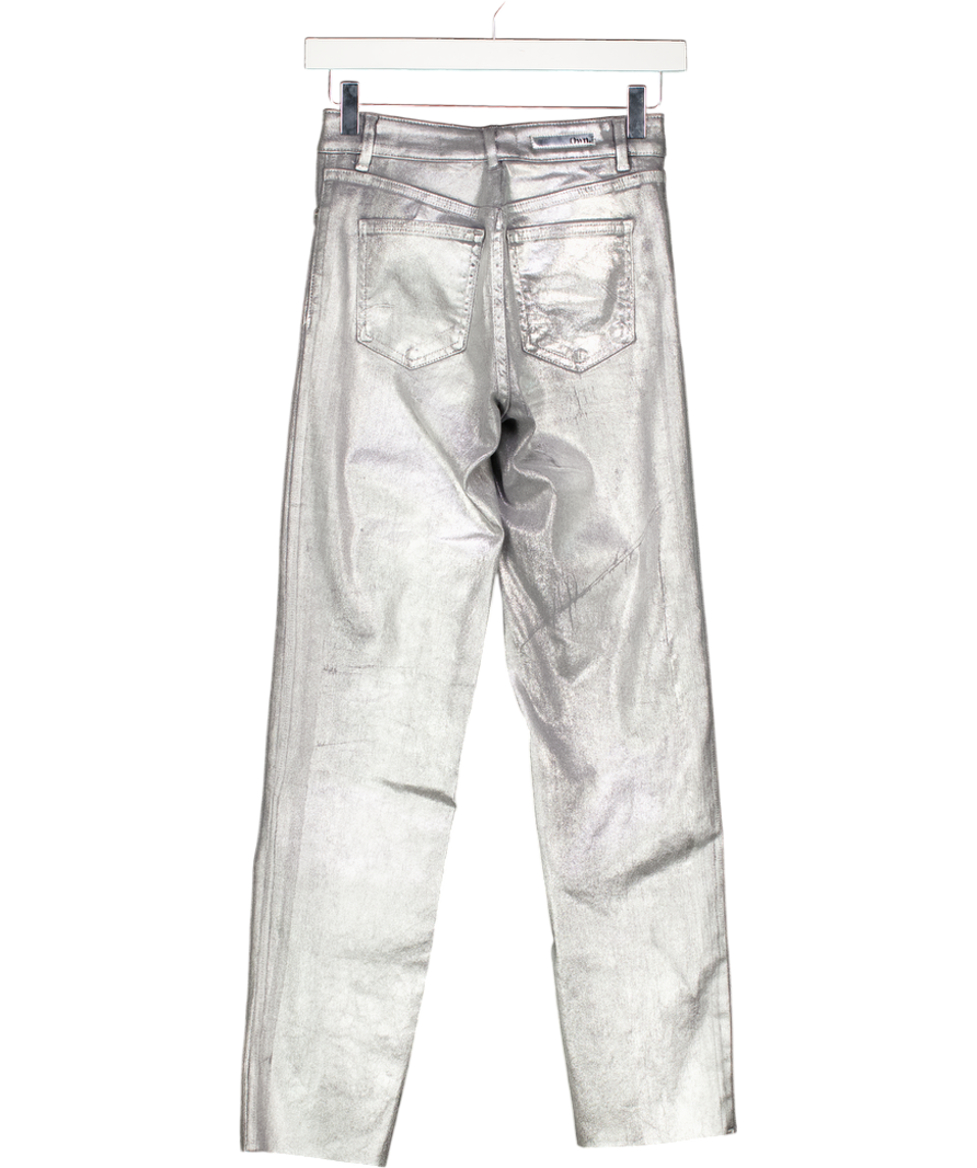 Own. Metallic Silver Straight Leg Jeans W26