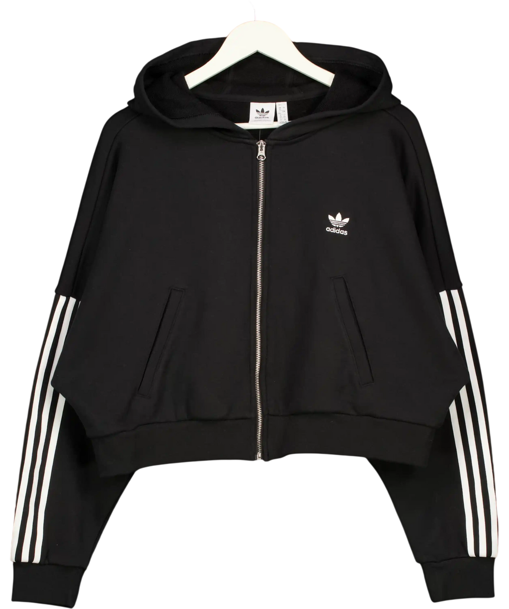 ADIDAS Originals  Black / White Three Stripes Zip Hoodie UK 16