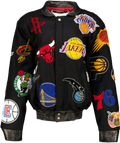 JEFF HAMILTON Black Nba Collage Wool Bomber Jacket UK M