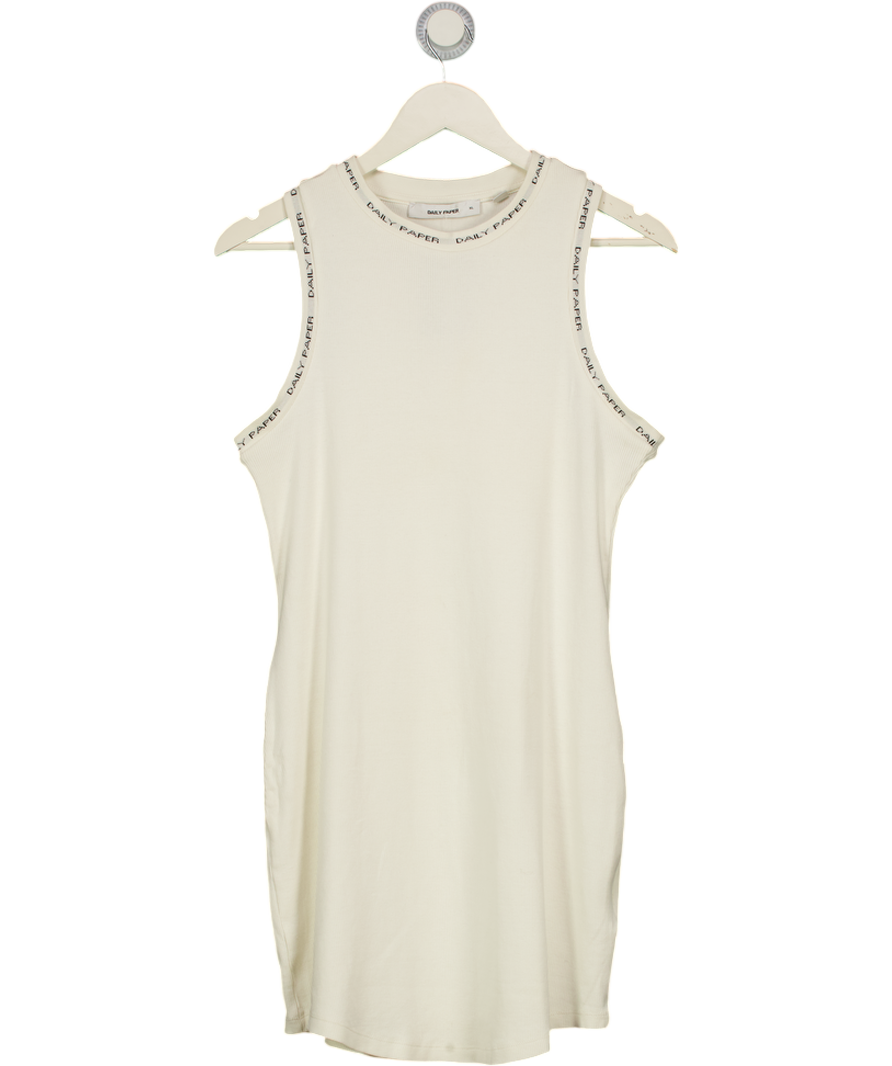 DAILY PAPER White Ribbed Logo Tank Dress UK XL