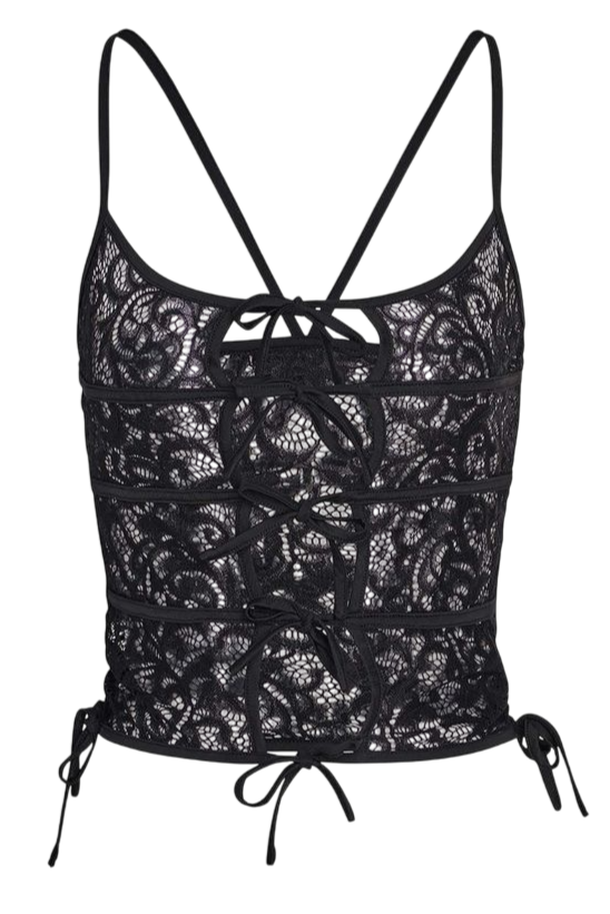 I AM GIA Lysandra Black Lace Top UK XS