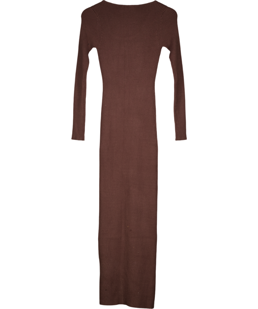 Abercrombie & Fitch Brown Long-sleeve Button-through Maxi Sweater Dress UK XS