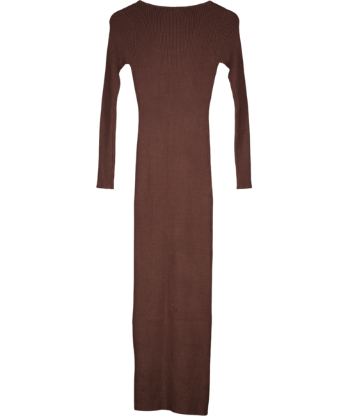 Abercrombie & Fitch Brown Long-sleeve Button-through Maxi Sweater Dress UK XS