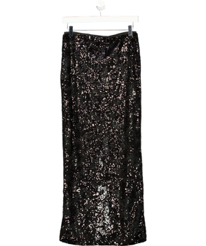 NA-KD Black Maxi Lace Sequin Skirt UK 8