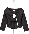 Aavelle Black Pure Silk Taffeta Princess Jacket UK XS